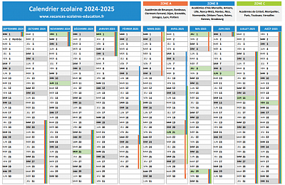 Calendrier Scolaire 2024-2025