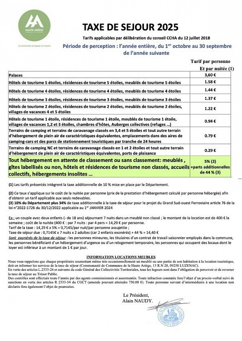 TAXE DE SEJOUR